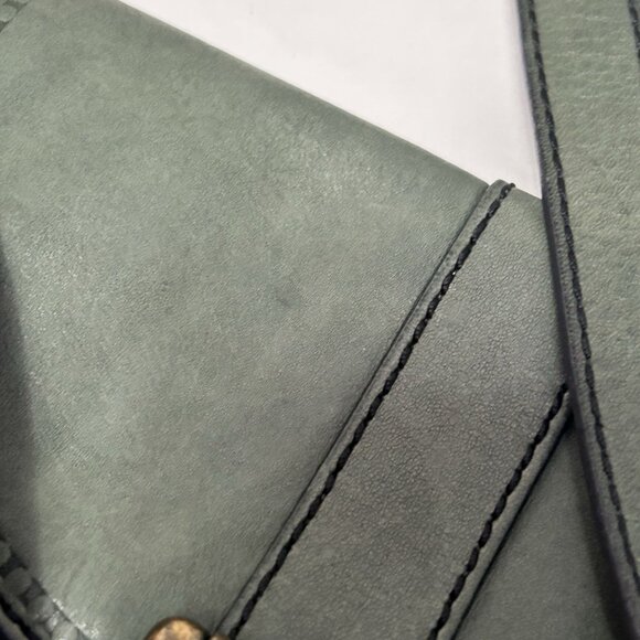 Vintage Fossil Green Leather Saddlebag Crossbody Medium Purse Butter Soft Clean - Picture 8 of 12